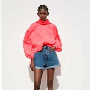 Zara Neon Pink Packable Rain Jacket